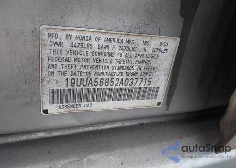 2002 Acura Tl 3.2 Type S from USA, damaged, VIN 19UUA56852A037715